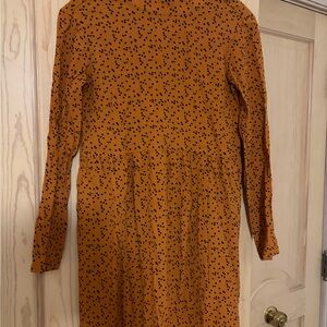 Mango Rust Long Sleeve Dress with Black Dots S
